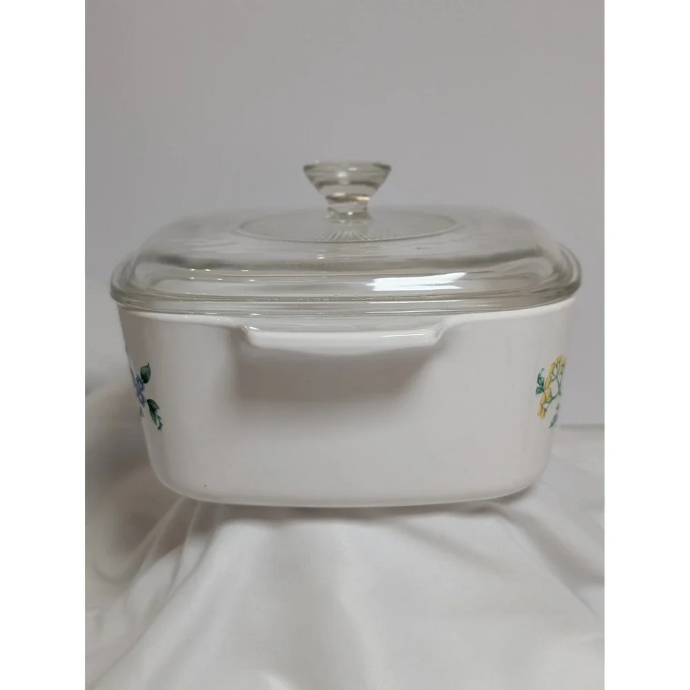 Vintage Corning Ware My Garden Casserole Dish A-1.5-B Pyrex Lid A7C Bakeware
